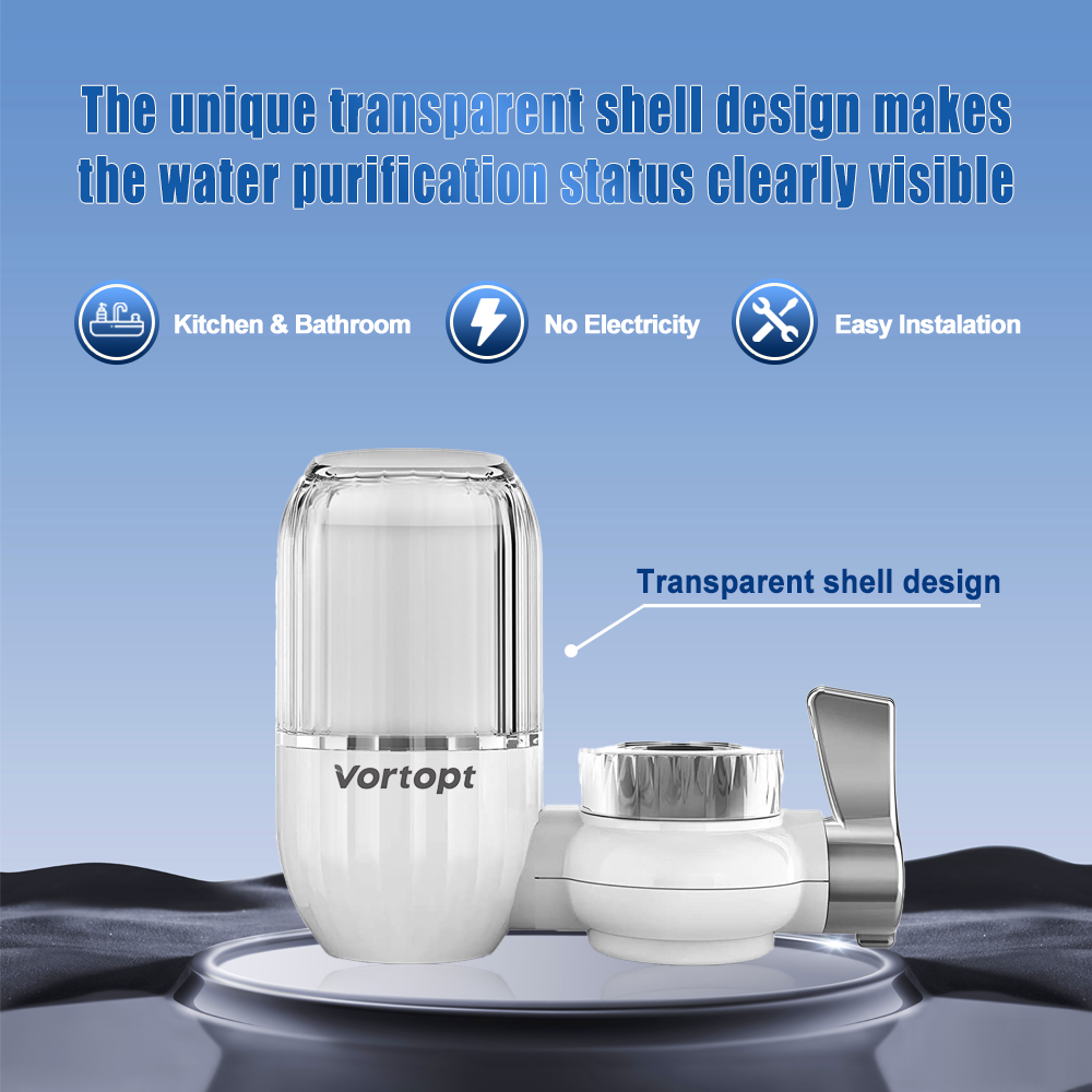 Vortopt Water Filter for Sink Faucet,Faucet Water Filter NSF Certified,400 Gallon Capacity,Activated Carbon,Reduces 99% Chlorine and Odor,3-6 Month Lifespan,T4 CTO,a filter element.